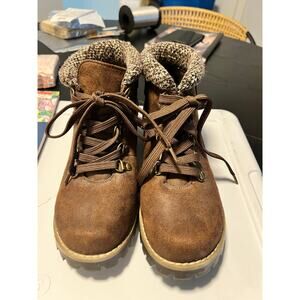 Madden Girl Women’s WANDER Brown Faux Suede Lace Up Combat Hiking Boots Size 8